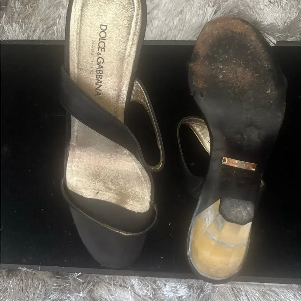 Dolce & gabbana dress shoes clear block heels vintage sandals strappy open toe